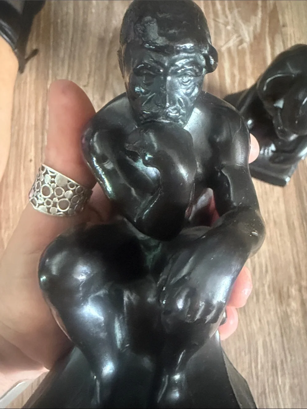 Pair of Black Metal Bronze “The Thinker” Figurine Bookends